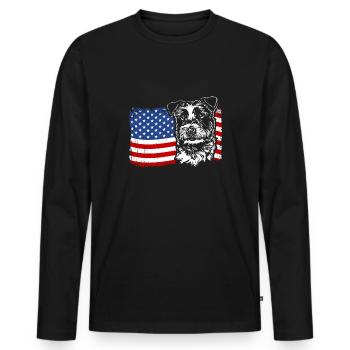 Jack Russell Terrier America Flag Dogs Wilsigns - Men's Premium Organic Long Sleeve Shirt - black - Front - Nico (187cm)