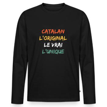 Catalan 3 - T-shirt manches longues Premium bio Homme - noir - Devant - Nico (187cm)
