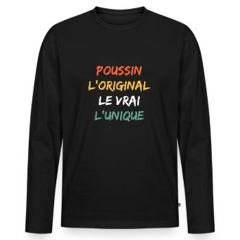poussin - T-shirt manches longues Premium bio Homme - noir - Devant - Nico (187cm)