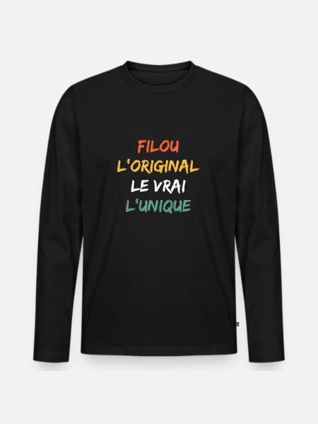 filou - T-shirt manches longues Premium bio Homme - noir