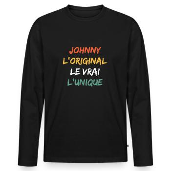 Johnny - T-shirt manches longues Premium bio Homme - noir - Devant - Nico (187cm)