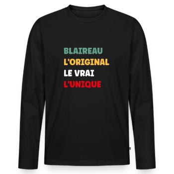 blaireau - T-shirt manches longues Premium bio Homme - noir - Devant - Nico (187cm)