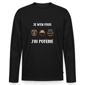 Humour pots de Poterie - T-shirt manches longues Premium bio Homme - noir - Devant - Nico (187cm)
