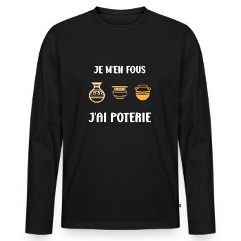 Humour pots de Poterie - T-shirt manches longues Premium bio Homme - noir - Devant - Nico (187cm)