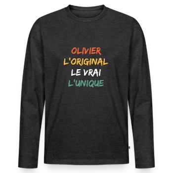 olivier - T-shirt manches longues Premium bio Homme - anthracite chiné - Devant - Nico (187cm)