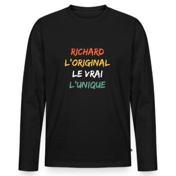 richard - T-shirt manches longues Premium bio Homme - noir - Devant - Nico (187cm)