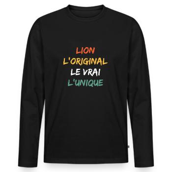 lion - T-shirt manches longues Premium bio Homme - noir - Devant - Nico (187cm)