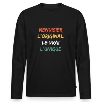 menuisier - T-shirt manches longues Premium bio Homme - noir - Devant - Nico (187cm)