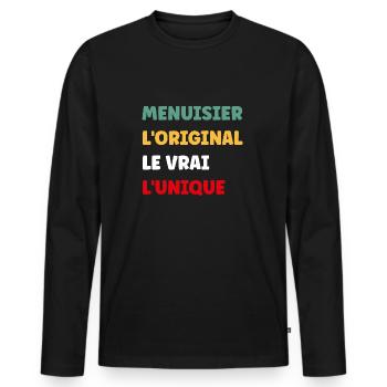 menuisier - T-shirt manches longues Premium bio Homme - noir - Devant - Nico (187cm)