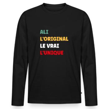 L'original le vrai l'unique ali - T-shirt manches longues Premium bio Homme - noir - Devant - Nico (187cm)