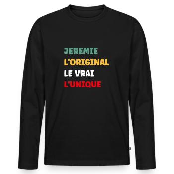 L'original le vrai l'unique Jeremie - T-shirt manches longues Premium bio Homme - noir - Devant - Nico (187cm)