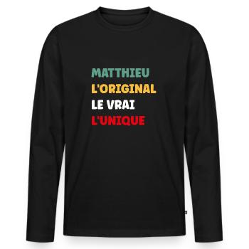 L'original le vrai l'unique Matthieu - T-shirt manches longues Premium bio Homme - noir - Devant - Nico (187cm)