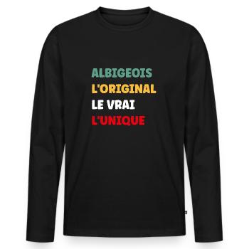 L'original le vrai l'unique Albigeois - T-shirt manches longues Premium bio Homme - noir - Devant - Nico (187cm)