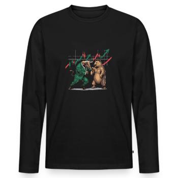 Taureaux et actions du marché baissier Mèmes Stonks Administration des affaires - T-shirt manches longues Premium bio Homme - noir - Devant - Nico (187cm)