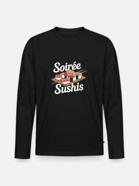 Soirée sushis - T-shirt manches longues Premium bio Homme - noir