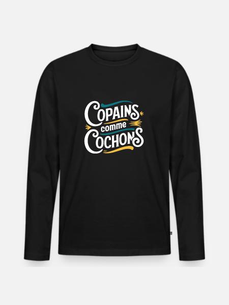 Copains comme cochons - T-shirt manches longues Premium bio Homme - noir