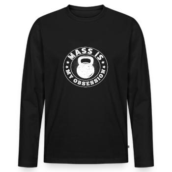 La masse est mon obsession - T-shirt manches longues Premium bio Homme - noir - Devant - Nico (187cm)