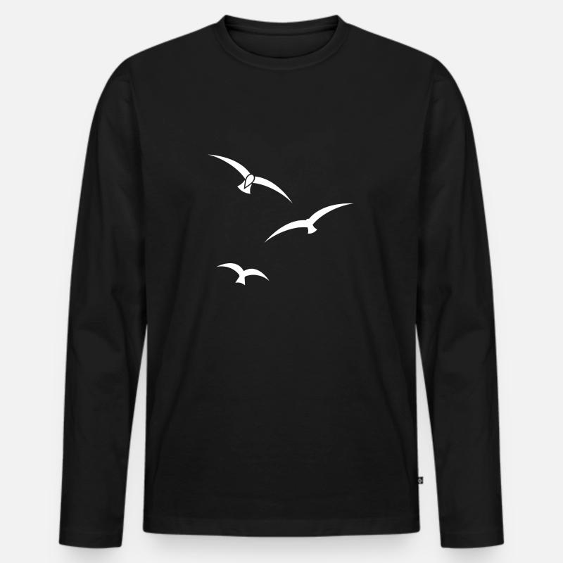 Drei Vögel Silhouette - Männer Premium Bio Langarmshirt - Schwarz