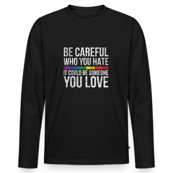 Liebe Gender LGBTQ Regenbogen Gleichberechtigung - Männer Premium Bio Langarmshirt - Schwarz - Vorne - Nico (187cm)