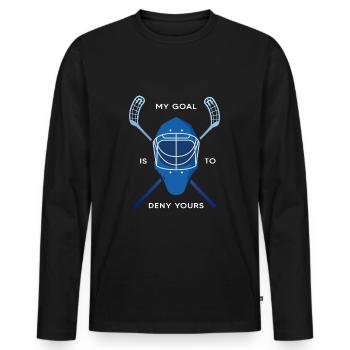 Floorball floorball « Floorball goalkeeper » unihoc - T-shirt manches longues Premium bio Homme - noir - Devant - Nico (187cm)