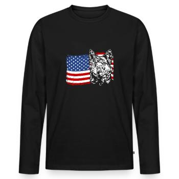 Hongrois Mudi Amérique Drapeau Chiens Chien Wilsigns - T-shirt manches longues Premium bio Homme - noir - Devant - Nico (187cm)