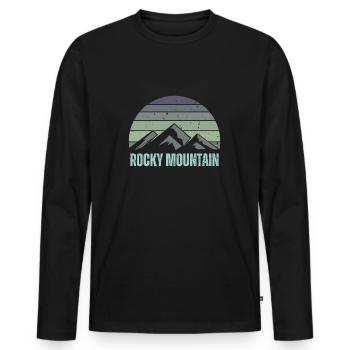 Rocky Mountain - Männer Premium Bio Langarmshirt - Schwarz - Vorne - Nico (187cm)
