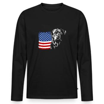 Rottweiler America Flag Dog Dogs Wilsigns - Men's Premium Organic Long Sleeve Shirt - black - Front - Nico (187cm)
