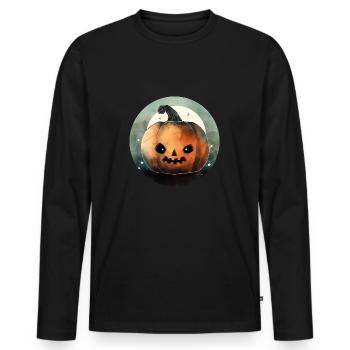 Halloween Pumpkin - Men's Premium Organic Long Sleeve Shirt - black - Front - Nico (187cm)