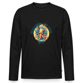 Octopus Master of Ink - Men's Premium Organic Long Sleeve Shirt - black - Front - Nico (187cm)