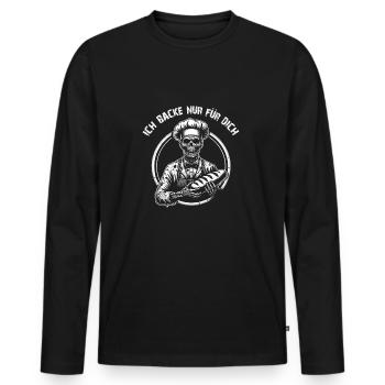 Ich backe für Dich gruseliger Bäckerzombie - Männer Premium Bio Langarmshirt - Schwarz - Vorne - Nico (187cm)