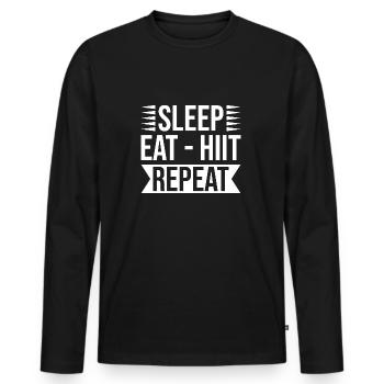 Gym Junkies Sleep Eat Hiit Calisthenics Fitness - Männer Premium Bio Langarmshirt - Schwarz - Vorne - Nico (187cm)