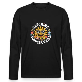 Sunny Summer Moments Vibes Sommer Sonne - Männer Premium Bio Langarmshirt - Schwarz - Vorne - Nico (187cm)
