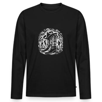 Line Dancing Country Dance - Line Dance Tanzen - Men's Premium Organic Long Sleeve Shirt - black - Front - Nico (187cm)