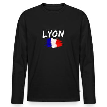 Lyon Frankreich Flagge Stadt Lyon - Männer Premium Bio Langarmshirt - Schwarz - Vorne - Nico (187cm)