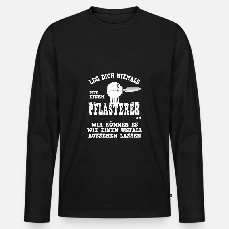 Pflasterer Unfall - Männer Premium Bio Langarmshirt - Schwarz