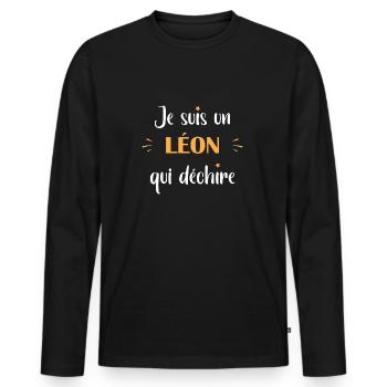 Je suis un Léon - T-shirt manches longues Premium bio Homme - noir - Devant - Nico (187cm)