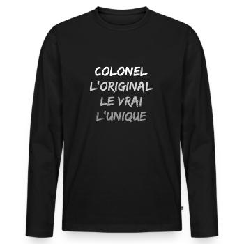 colonel - T-shirt manches longues Premium bio Homme - noir - Devant - Nico (187cm)