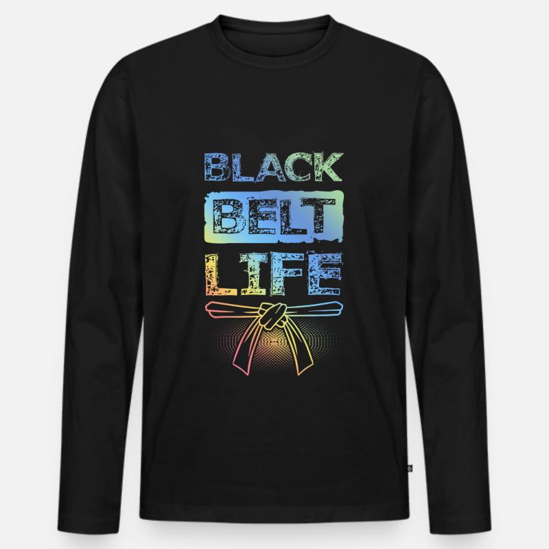 Schwarzer Gürtel Kampfsport - Männer Premium Bio Langarmshirt - Schwarz