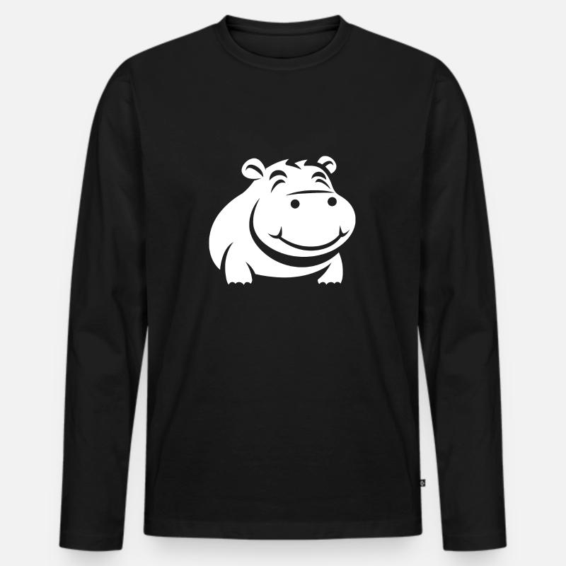 Liebe Kleines Nilpferd - Männer Premium Bio Langarmshirt - Schwarz