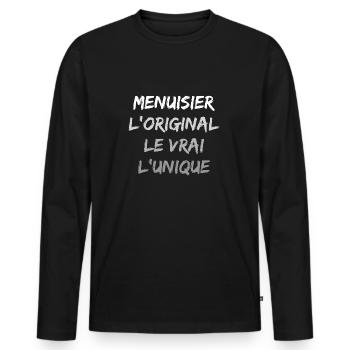 menuisier - T-shirt manches longues Premium bio Homme - noir - Devant - Nico (187cm)