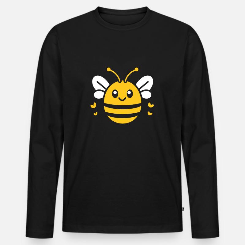 Biene - Männer Premium Bio Langarmshirt - Schwarz