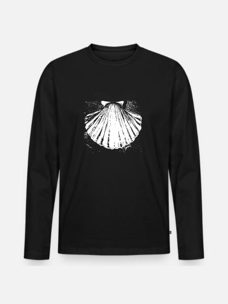 Camino - Scallop - Pilgrimage - Santiago - Men's Premium Organic Long Sleeve Shirt - black