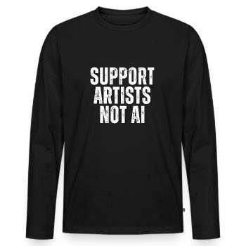 Support Artists Not AI - Men's Premium Organic Long Sleeve Shirt - black - Front - Nico (187cm)