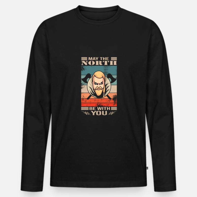 Wikinger - Männer Premium Bio Langarmshirt - Schwarz