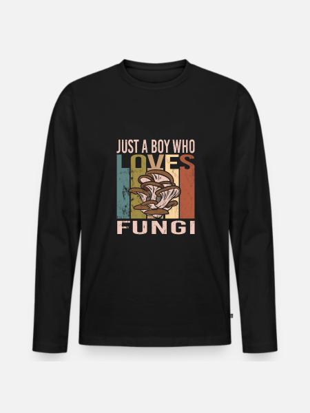 Mushroom picking - Men's Premium Organic Long Sleeve Shirt - black