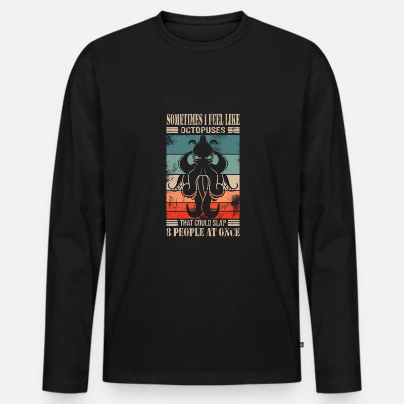 Oktopus - Männer Premium Bio Langarmshirt - Schwarz