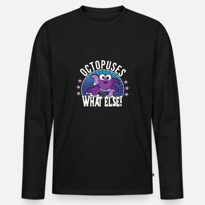 Oktopus - Männer Premium Bio Langarmshirt - Schwarz