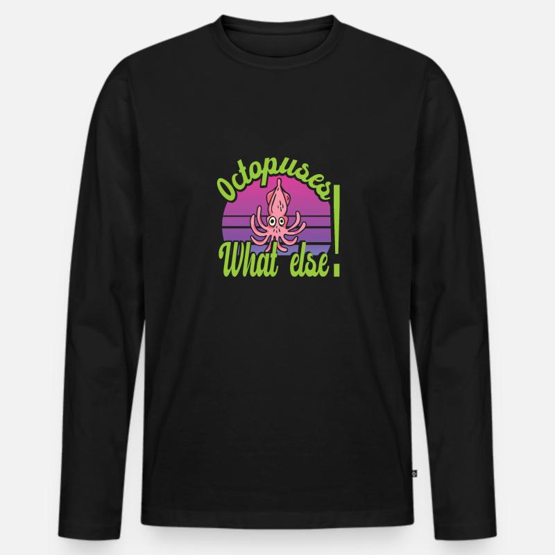 Oktopus - Männer Premium Bio Langarmshirt - Schwarz