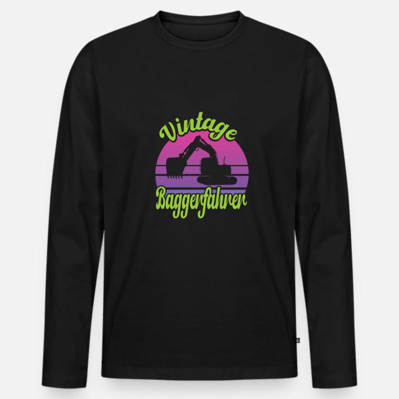 Baggerfahrer - Männer Premium Bio Langarmshirt - Schwarz