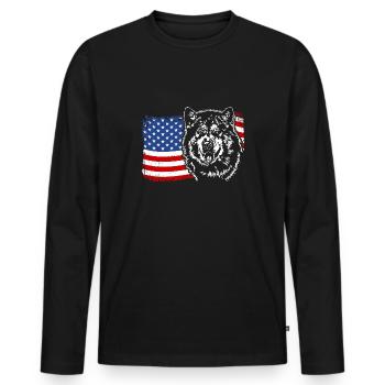 ALASKAN MALAMUTE Amérique Flag Dogs Wilsigns - T-shirt manches longues Premium bio Homme - noir - Devant - Nico (187cm)